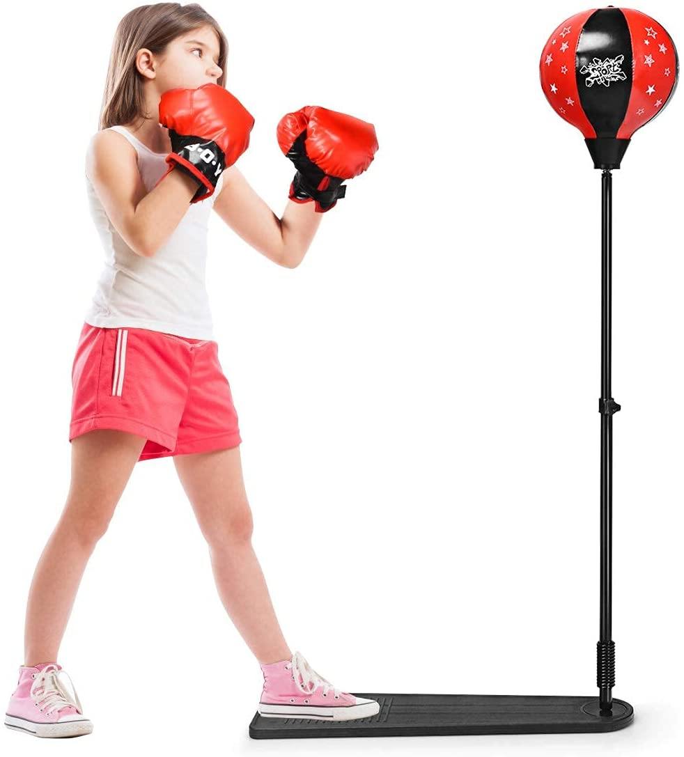 Kids Punching Bag, Height Adjustable Boxing Set