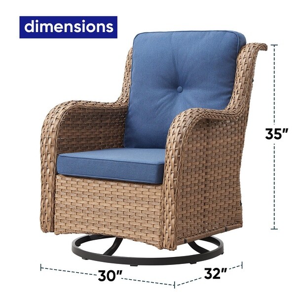 Pocassy PE Wicker Rocking Chair Swivel Chairs Glider Chair