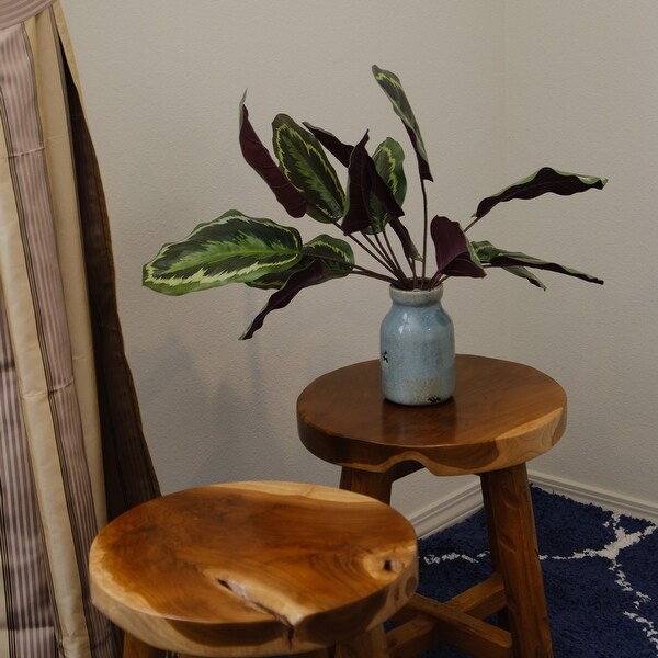 Greenage Teak Stool Side Table Handmade Natural Plant Stool