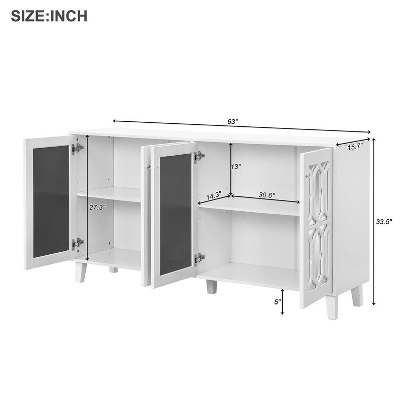 63 Inches Modern Buffet Sideboard Cabinet with Adjustable Shelves