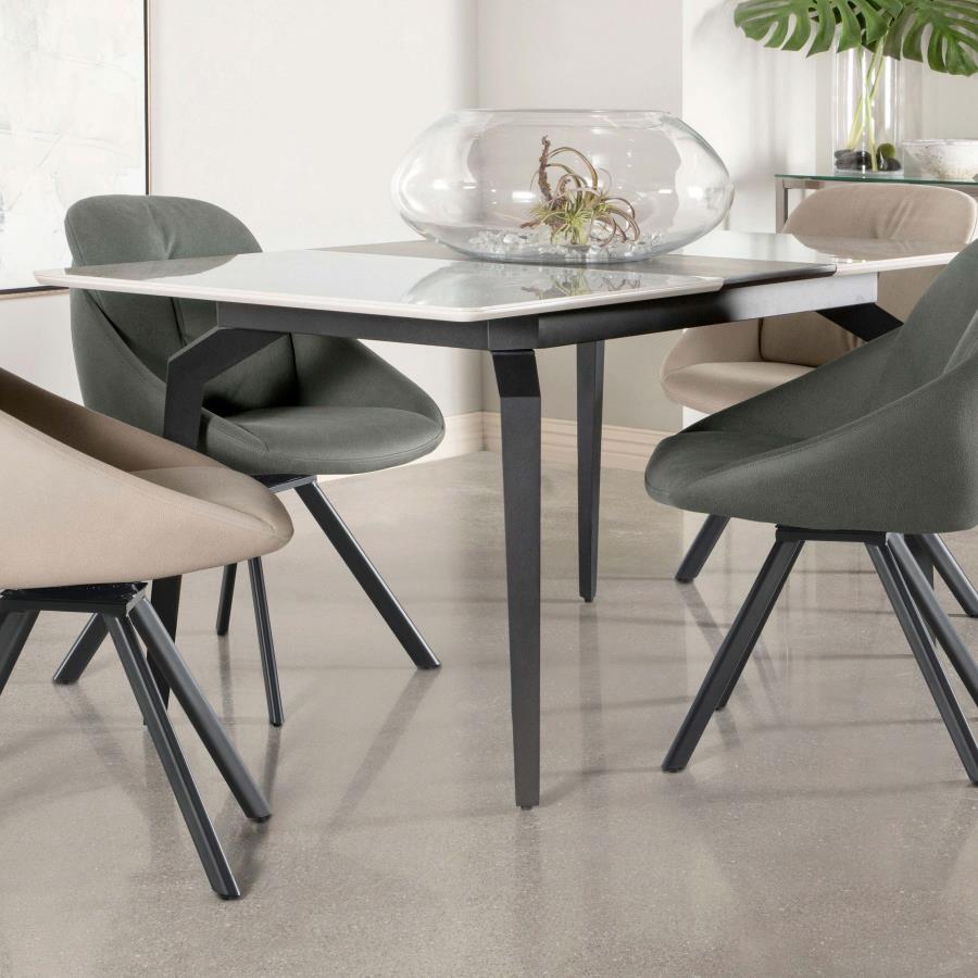 Mina Rectangular Dining Table Grey Ceramic And Sandy Black-193831