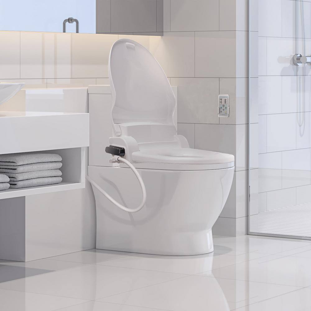 SmartBidet Electric Bidet Seat for Elongated Toilets in White SB-1000WE