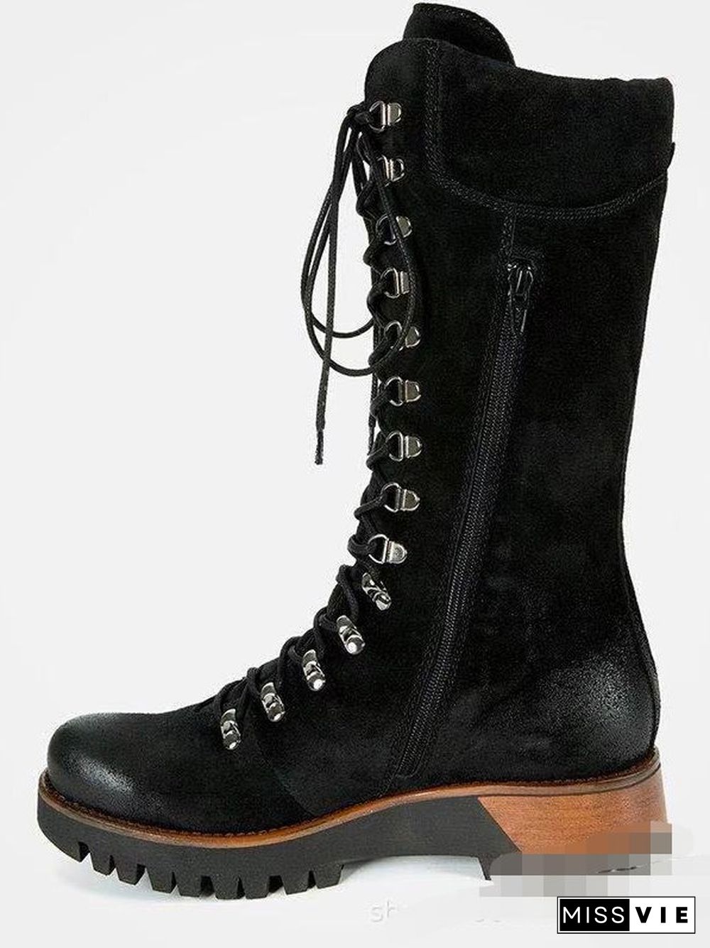 Retro Suede Zipper Martin Combat Boots