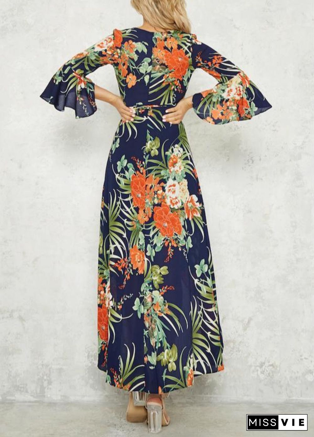 Sexy V-Collar Bohemian Floral Maxi Dress