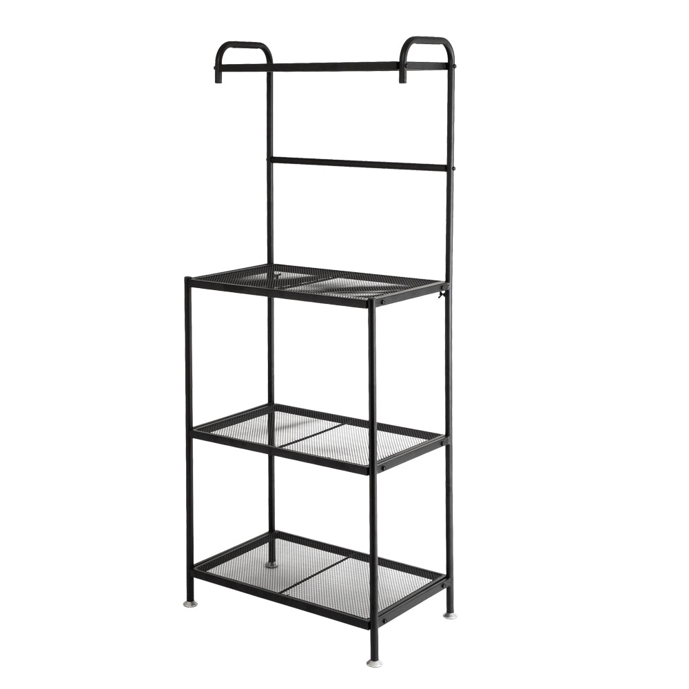 Kshioe 4-Layer Modern Design Black Kitchen Steel Shelf with Microwave Stand Storage Rack