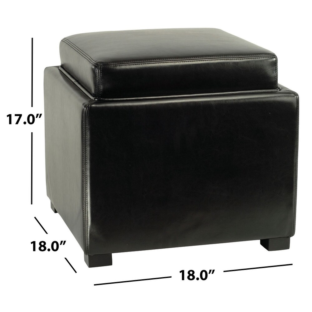 SAFAVIEH Black Square Storage Tray Ottoman