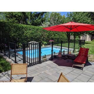 PEAK AquatinePLUS 58 in. x 72 in. x 4 ft. Black Aluminum Pool Fence Rail and Picket Kit 57113