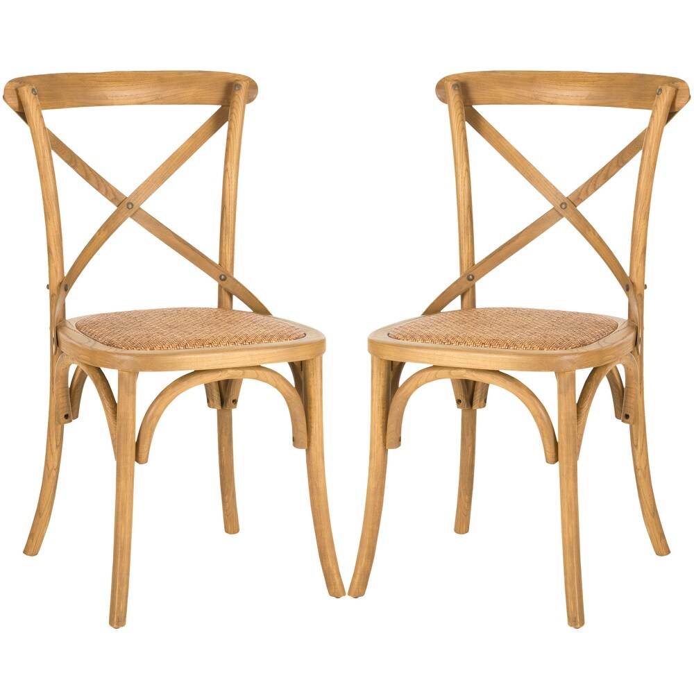 SAFAVIEH Franklin X Back Weathered Oak Dining Chair (Set of 2)