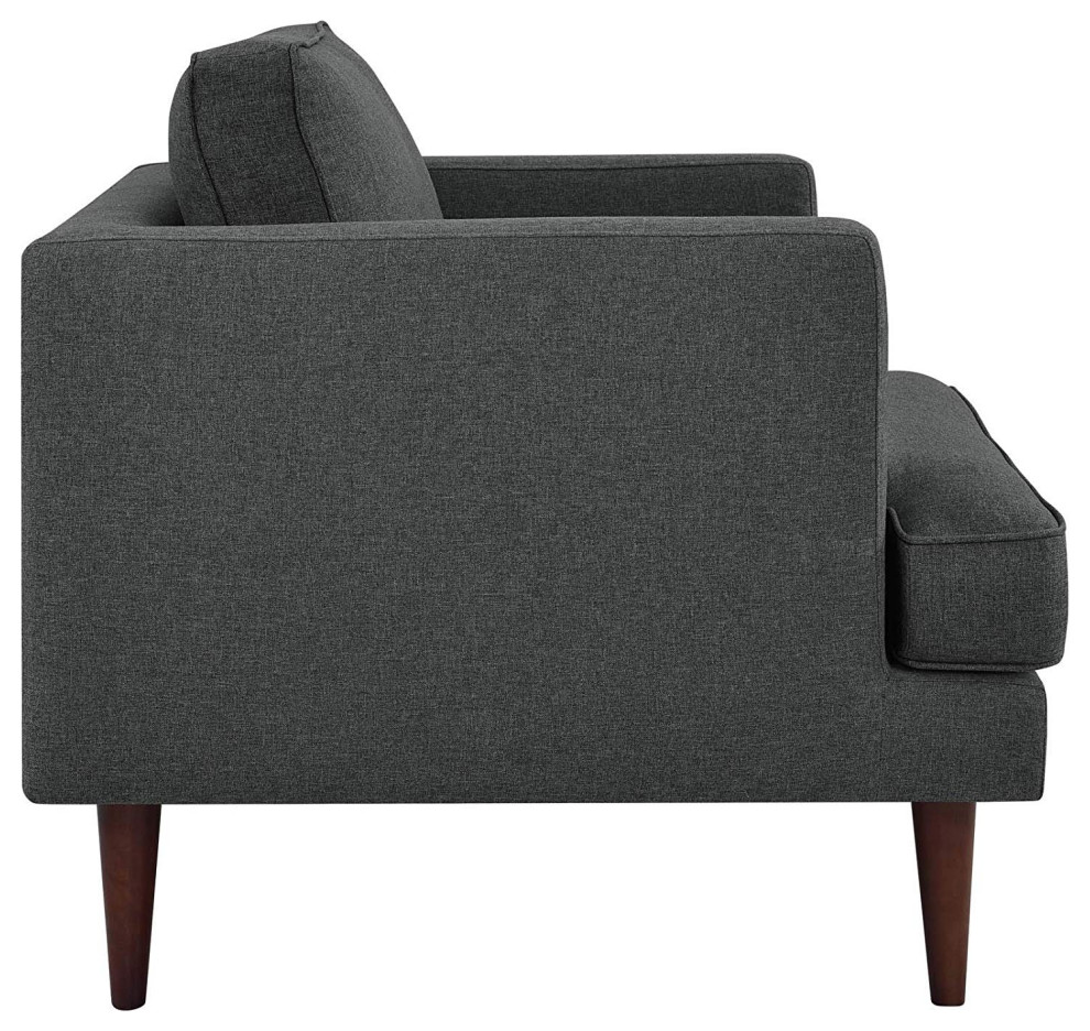 Agile Fabric Contemporary Sofa/Lounge Accent Armchair  2 Piece Set  Gray   Midcentury   Living Room Furniture Sets   by VirVentures  Houzz