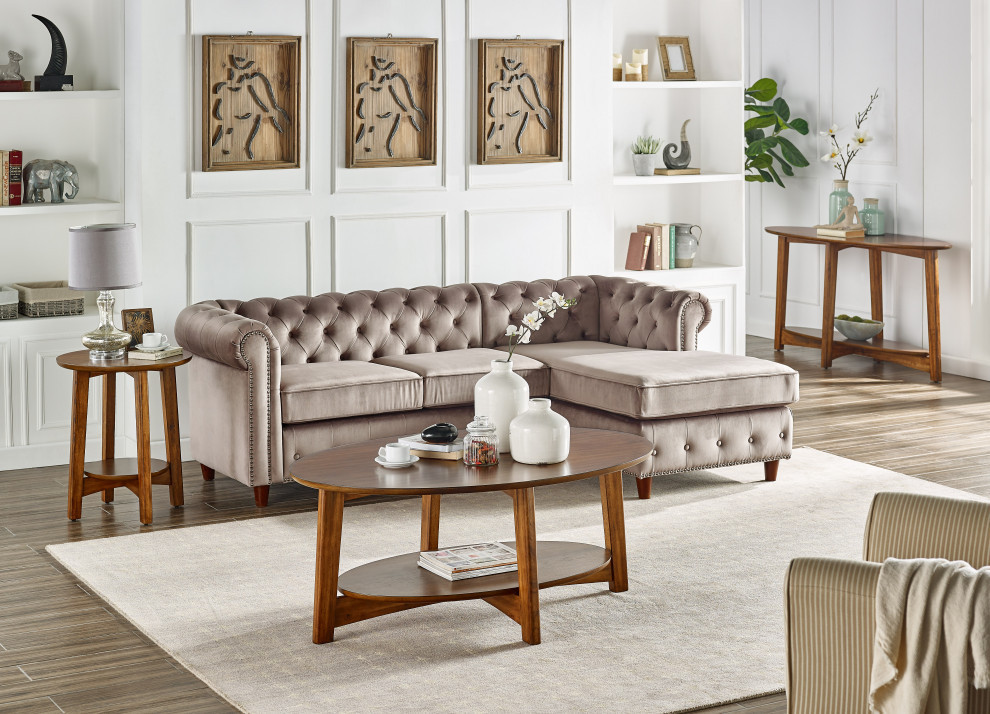 Monterey 60 quotL Console/Media Mid Century Modern Wood Table  Warm Chestnut   Midcentury   Console Tables   by Trademark Global  Houzz