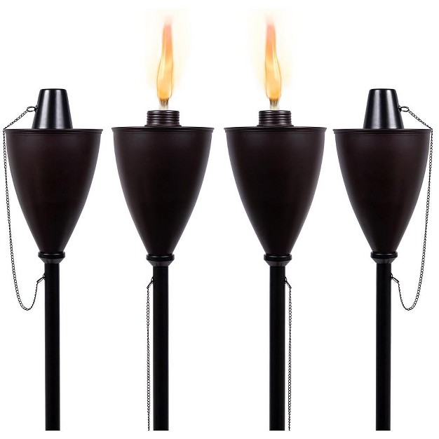 Birdrock Home 4 pack Outdoor Wide Conical Torches Oil Rubbed Bronze