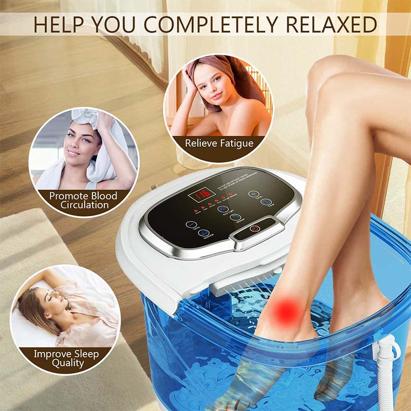 Foot Spa Bath Massager with Heat, Adjustable Water Jets, Motorized Shiatsu Massage Balls & 2 Maize Rollers