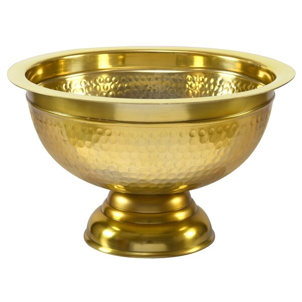 15-inch Hammered Aluminum Pedestal Punchbowl