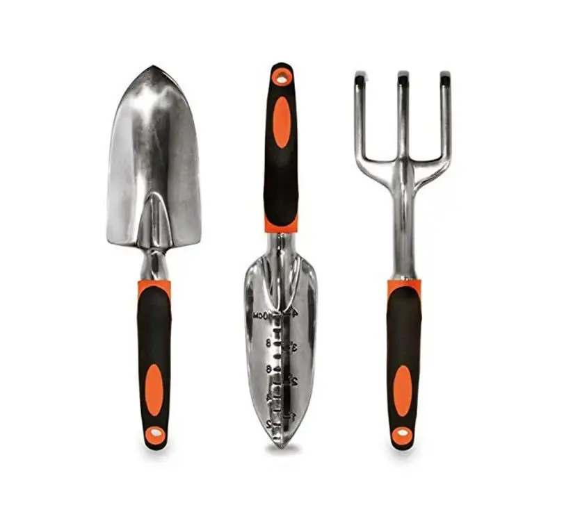 5 Piece Heavy Duty Cast Aluminum Gardening Hand Tool with Soft Rubberized Non Slip Ergonomic Handle