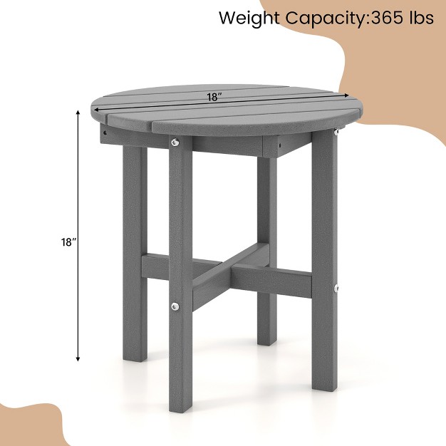 Costway Patio 18 x27 x27 Adirondack Round Side Table All Weather Hdpe End Table Outdoor Grey