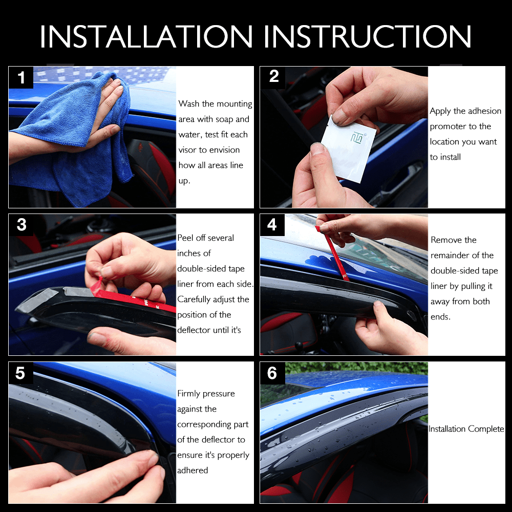 All American Auto Dark Smoke Acrylic Side Window Deflector/Visor 4-Piece Set for 1984-2001 Jeep Cherokee 4 Door