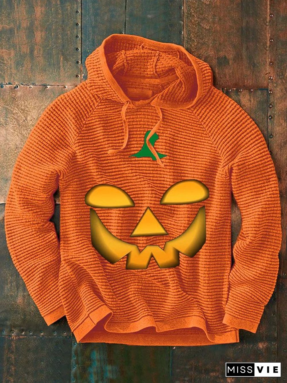 Casual Pumpkin Print Long Sleeve Hoodie