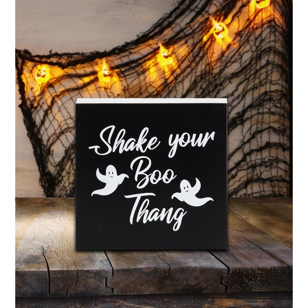 C amp f Home Shake Your Boo Thang Ghost Block Halloween Shelf Sitter Centerpiece Decoration