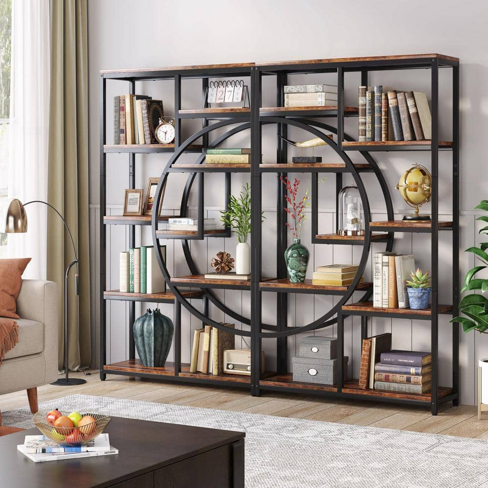 Tribesigns Earlimart 68.89 in. Rustic Brown Engineered Wood 8-Shelf Etagere Bookcase Bookshelf with Open Storage Shelves TJHD-QP-0623