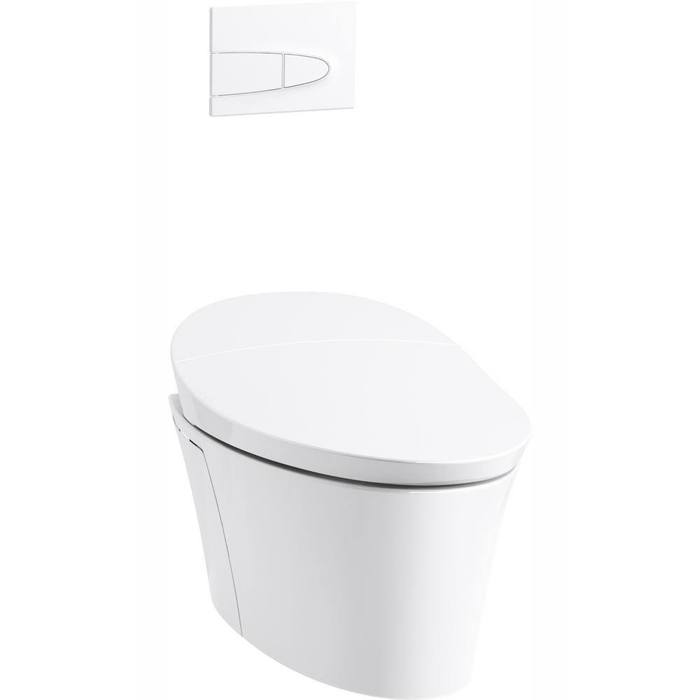 KOHLER Veil 1-Piece 0.8 or 1.6 GPF Dual Flush Elongated Wall-Hung Toilet in White Components Included 5402-0