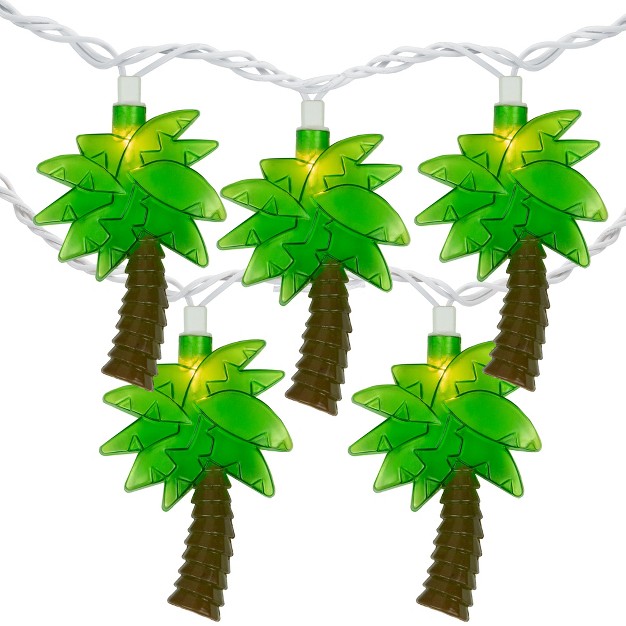 Northlight 10 count Green Tropical Palm Tree Outdoor Patio String Light Set 7 25ft White Wire