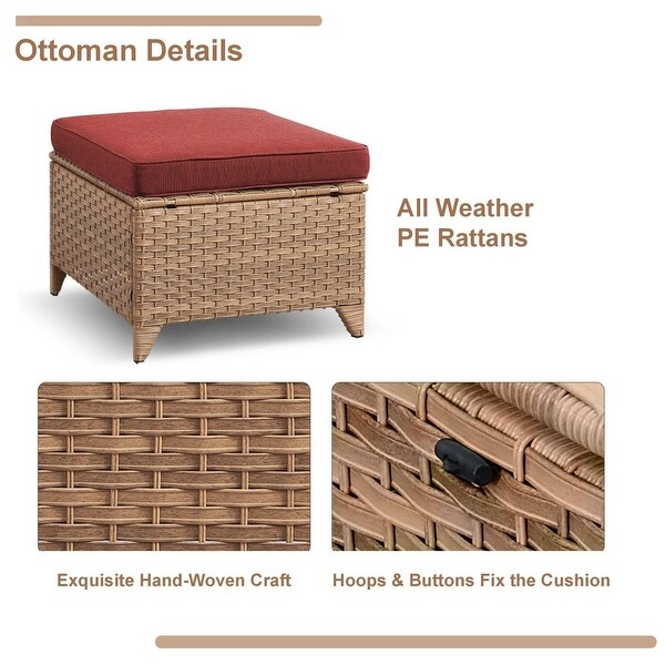 Wicker Rattan Ottoman Outdoor Patio Ottoman