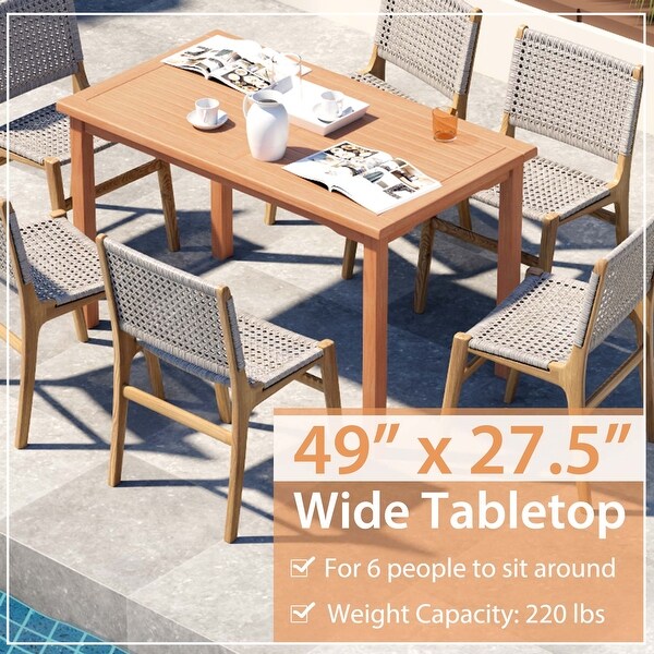 Costway Patio Rectangle Dining Table Indonesia Teak Wood Spacious