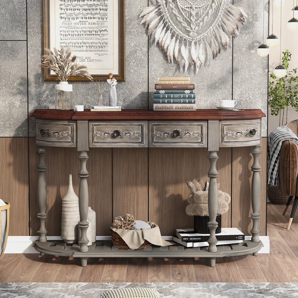 Console Table with 4 Drawers and 1 Shelf