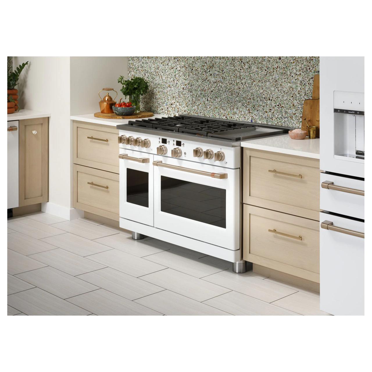 Caf¨¦ 48-inch Freestanding Dual-Fuel Range with 6 Burners and Griddle C2Y486P4TW2