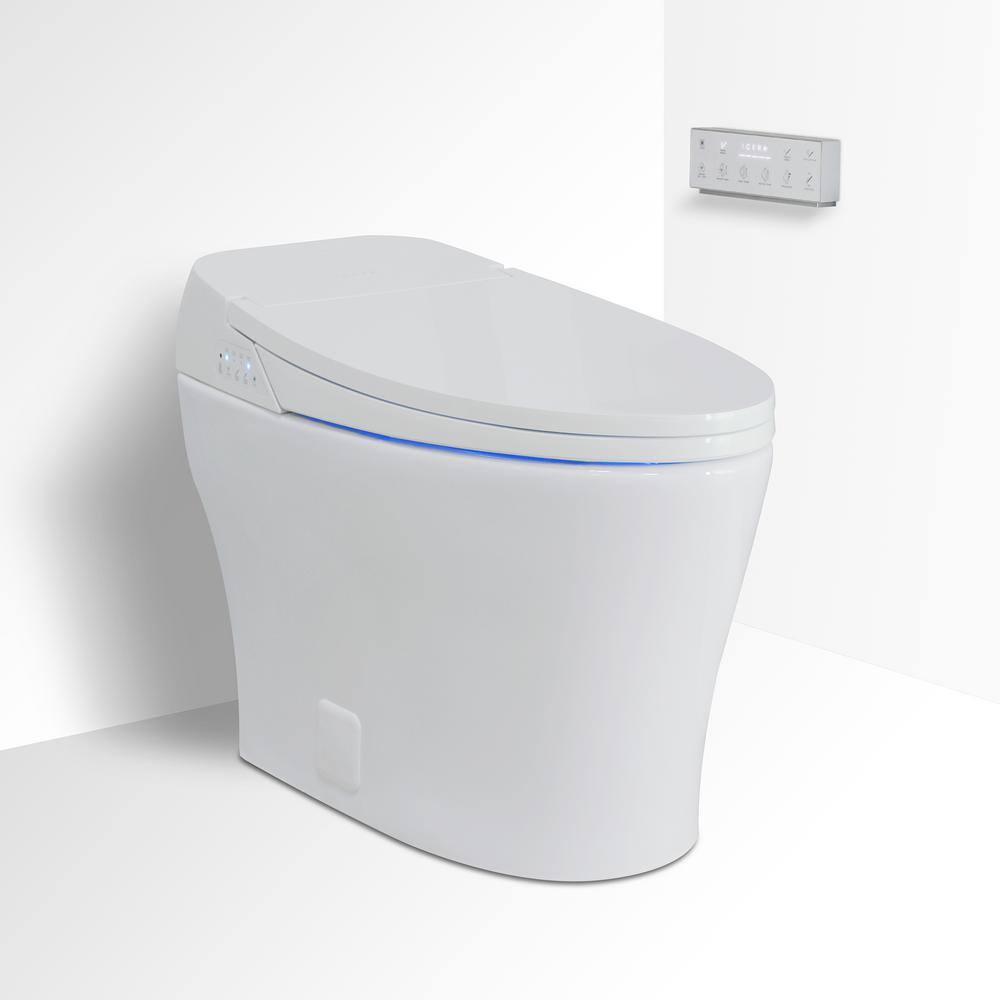 Icera Muse iWash 1-Piece 1.28 GPF Single Flush Elongated Toilet and Bidet in White Seat Included CS-20.01