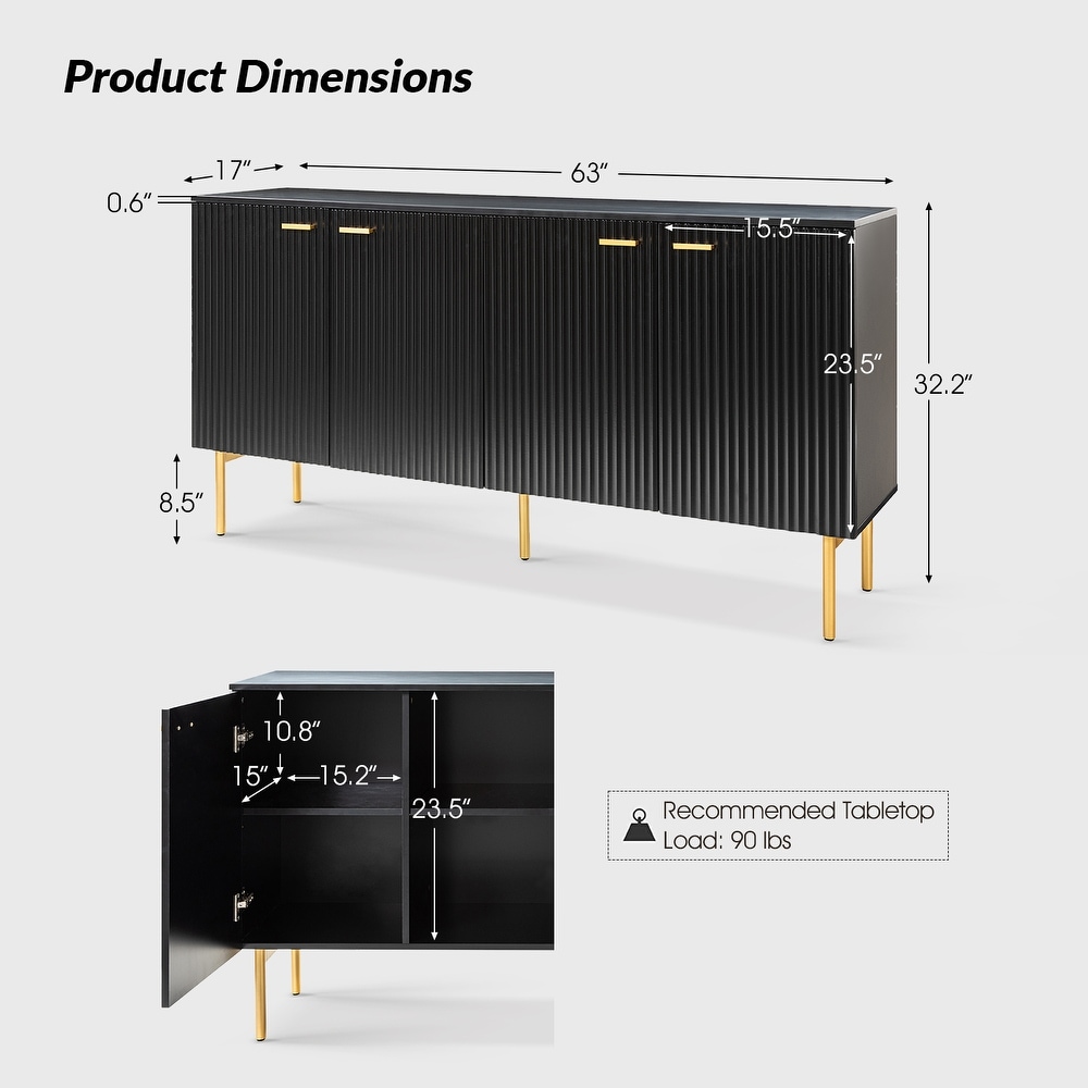 Gilb Modern Storage Sideboard with Adjustable Shelves By HULALA HOME