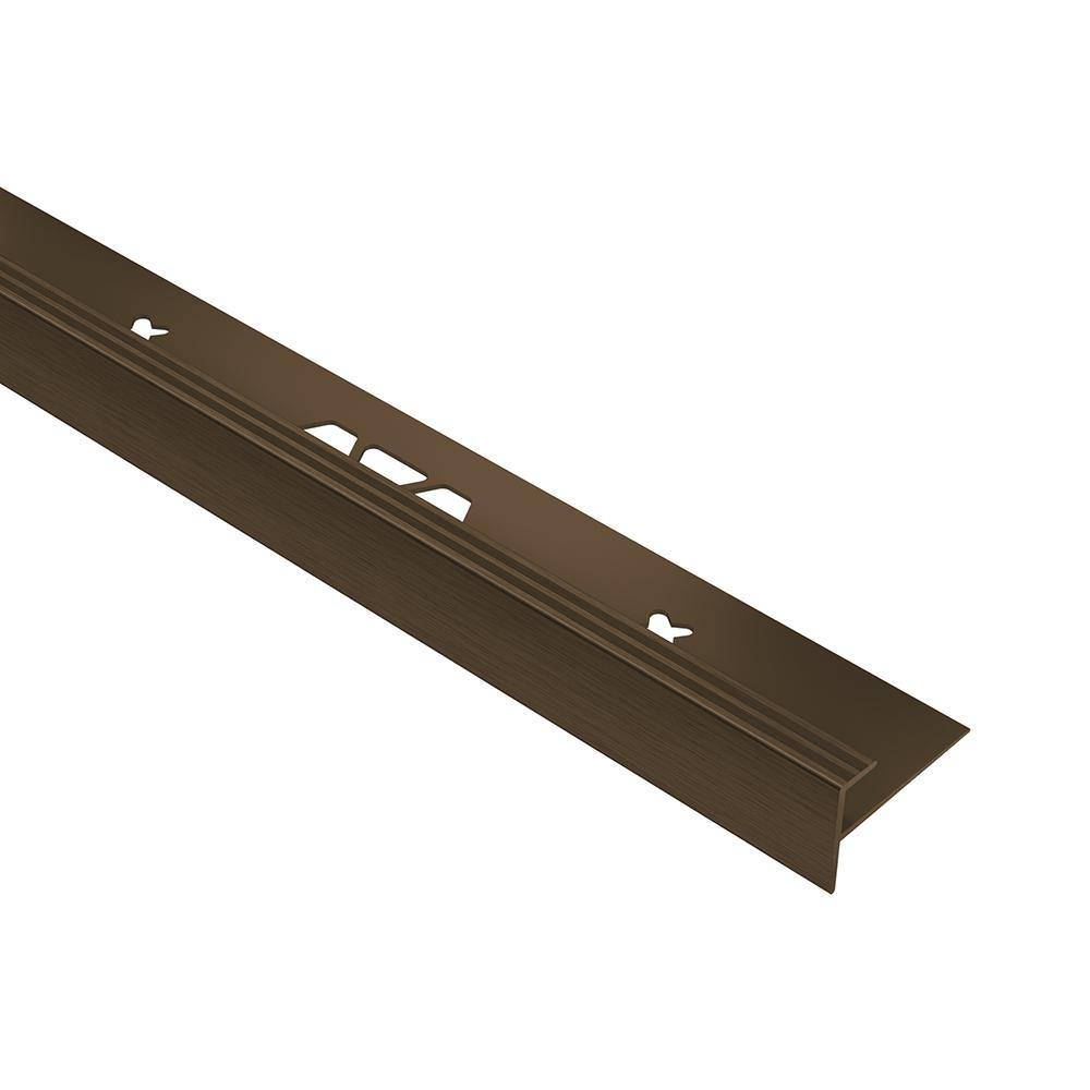 Schluter Systems Vinpro-Step Brushed Antique Bronze Anodized Aluminum 316 in. x 8 ft. 2-12 in. Metal Resilient Tile Edge Trim VPST50ABGB