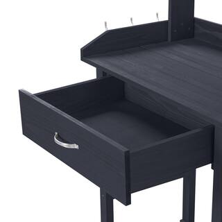 VEIKOUS 48 in. H Wood Potting Benches and Tables with Removable Stainless Sink and Drawers in Dark Grey PG0103-02GY-5