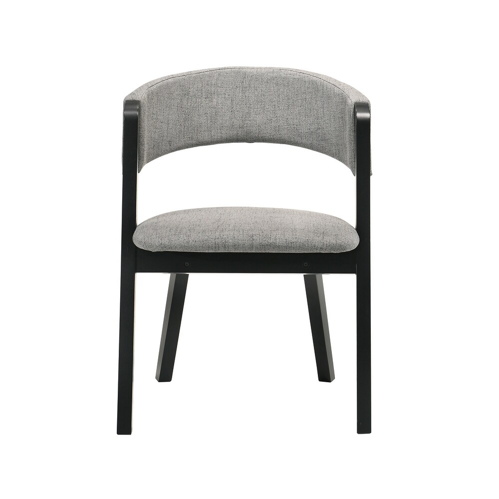 Rowan Mid Century Grey Upholstered Wood Dining Chairs   Set of 2