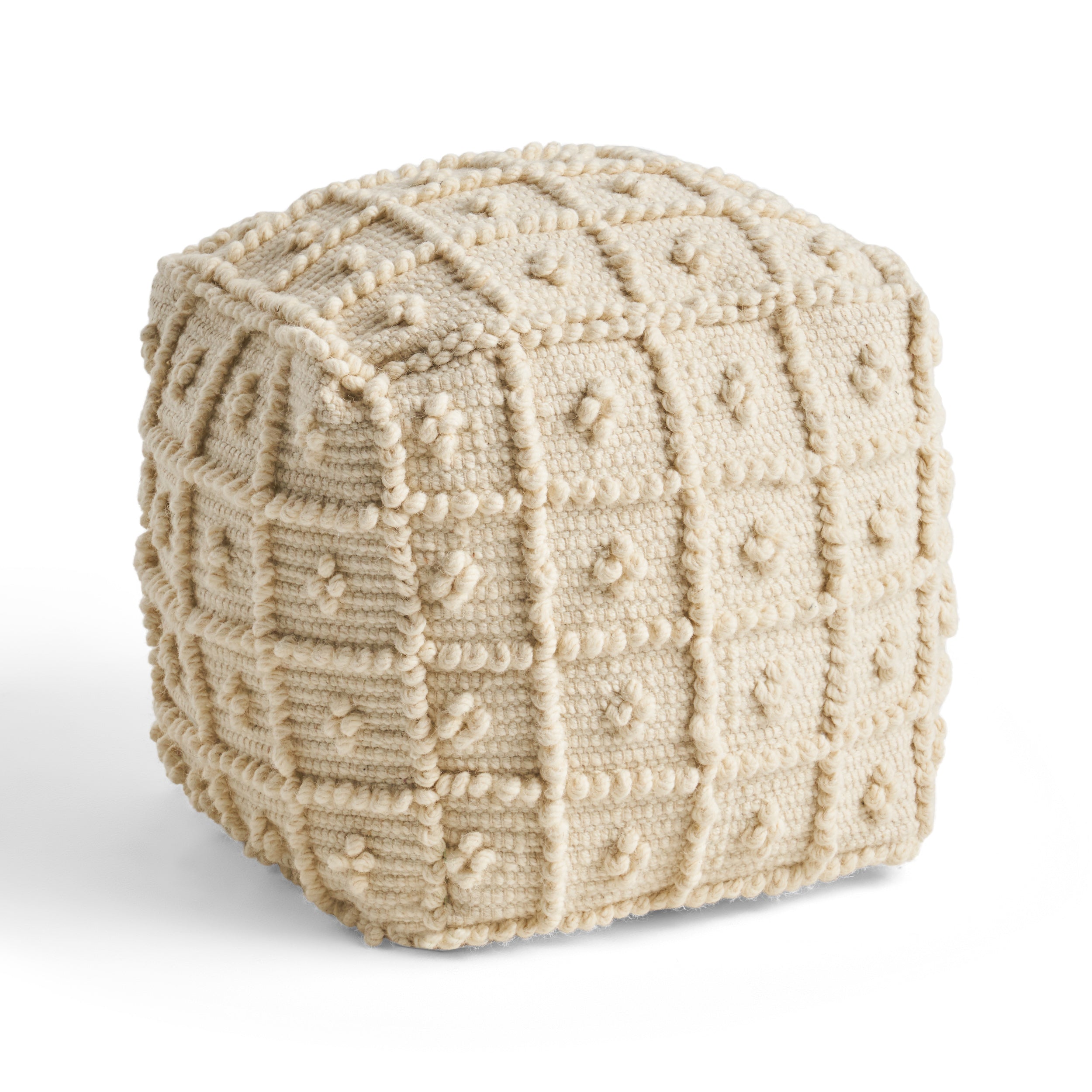 Sarahbella Boho Wool and Cotton Ottoman Pouf