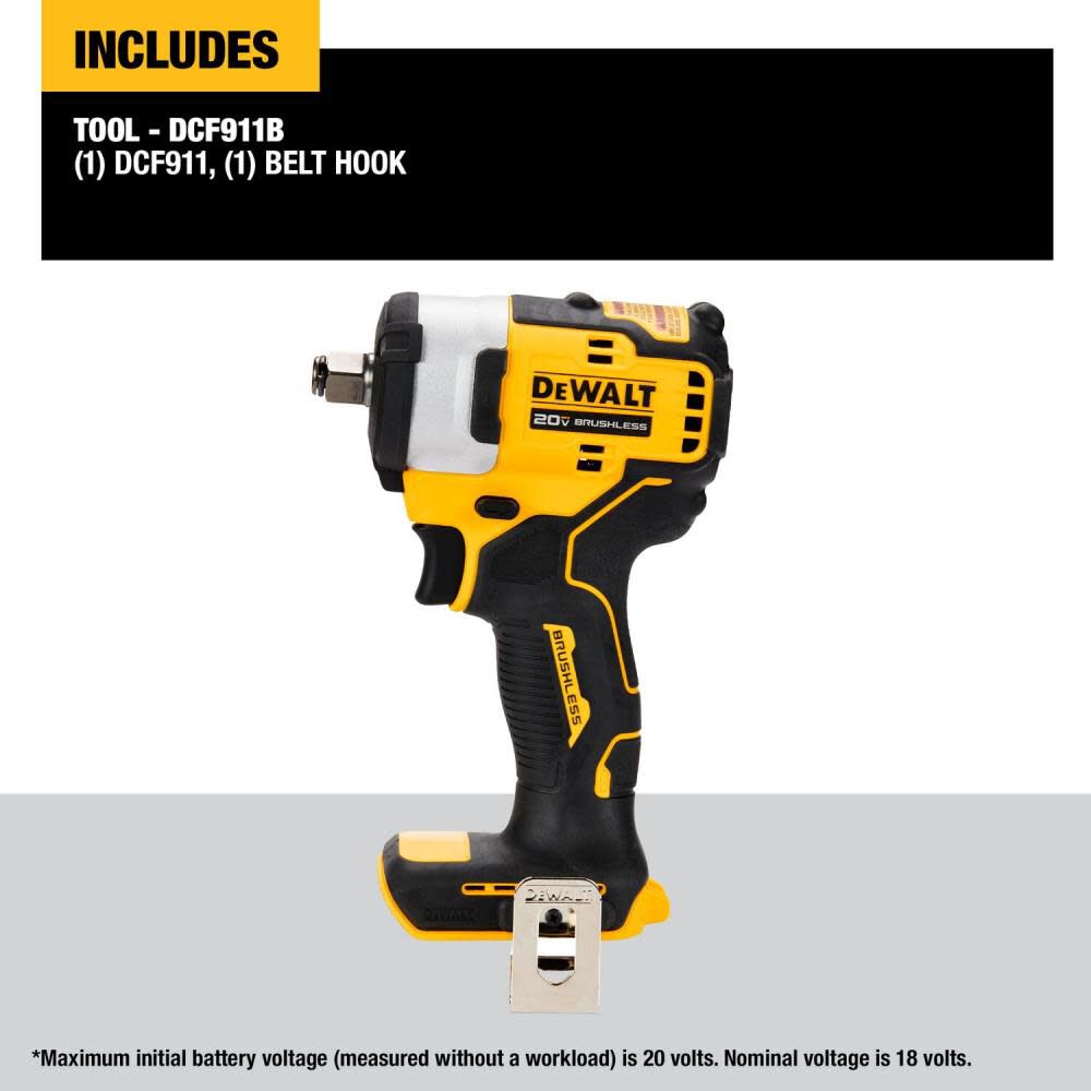 DEWALT 20V MAX 1/2" Impact Wrench Hog Ring Anvil Bare Tool DCF911B from DEWALT