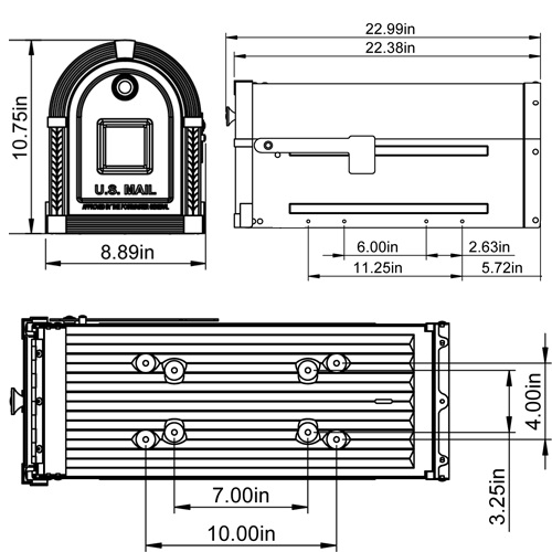 Gibraltar Mailboxes Large Glossy Black Steel Post Mounted Mailboxes