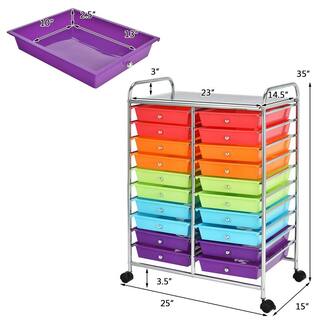 Boyel Living 20 Plastic Drawers Multi-Color Storage Rolling Cart Studio Organizer HYSN-56501RB