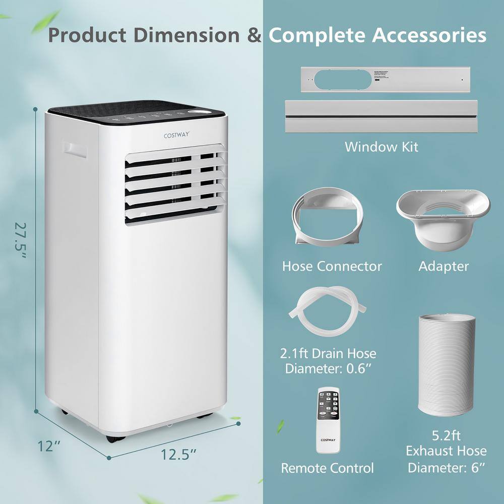 Costway 10000 BTU Portable Air Conditioner Cools 350 Sq.Ft. with Remote Dehumidifier  Fan Mode in Black FP10265US-BK