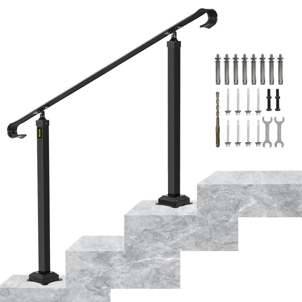 VEVOR Fit 1 to 3 Steps Outdoor Stair Railing Wrought Iron Handrail Transitional Hand railings Handrails for Outdoor Steps LTFS1MLZFS0000001V0