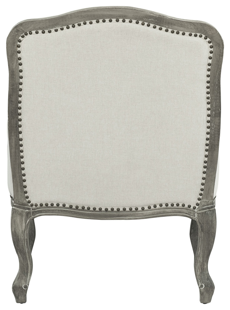 ACME Tania Chair w/Pillow in Cream Linen  ampBrown Finish   French Country   Armchairs And Accent Chairs   by Acme Furniture  Houzz