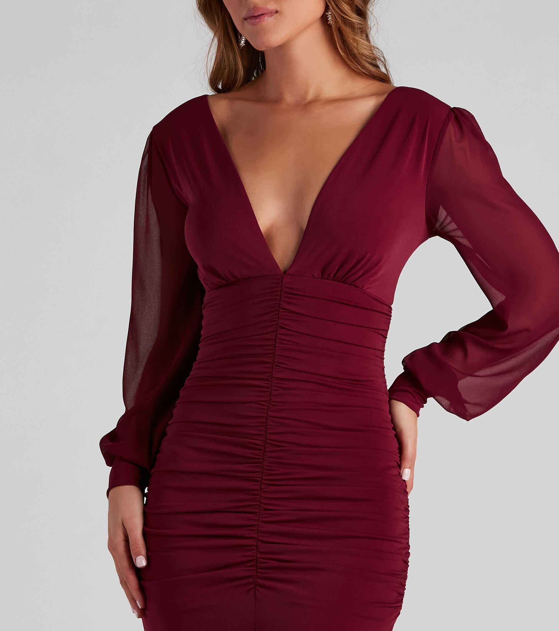 Piper High Slit Ruched Formal Dress