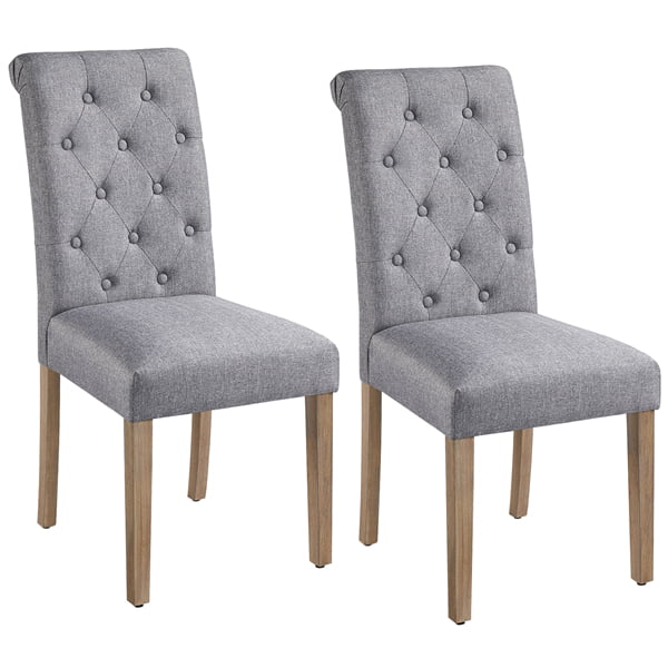 Alden Design Tufted Upholstered High Back Parson Dining Chair， Set of 2， Gray