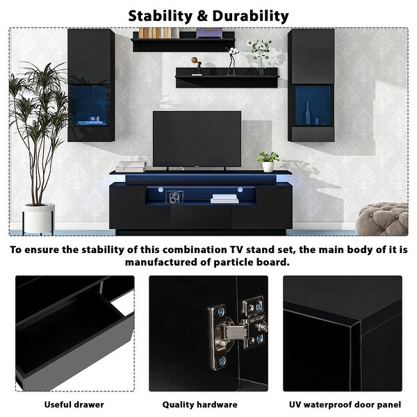 5Pcs Wall Mount Floating TV Stand Entertainment Center up to 75