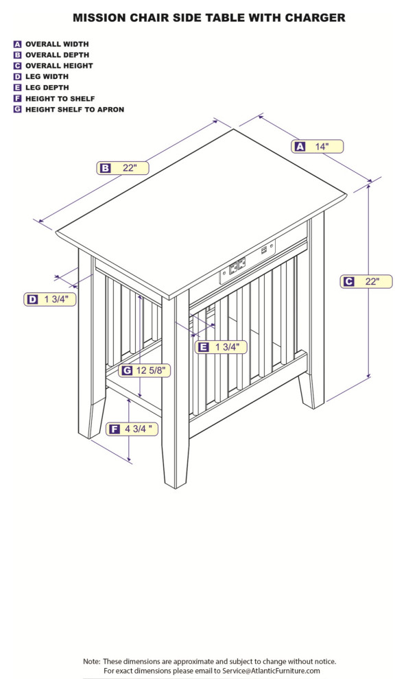 Mission Chair Side Table With Charging Station  Espresso   Transitional   Side Tables And End Tables   by Homesquare  Houzz