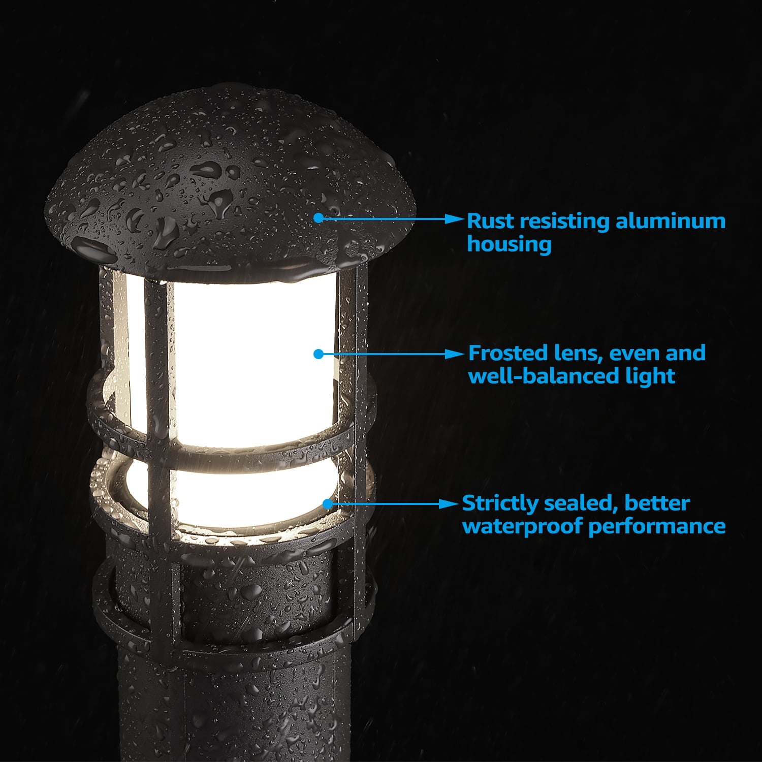 LEONLITE 3W LED Landscape Light， Waterproof， 12V Low Voltage， 4000K Cool White， Aluminum Housing with Ground Stake， 5 Years Warranty， for Outdoor Pathway， Lawn Path， Garden Yard， Pack of 4