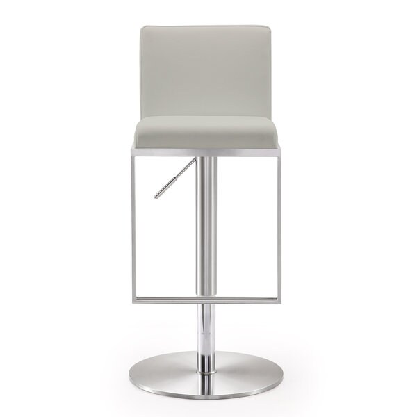 Amalfi Light Grey Faux Leather Stainless Steel Bar Stool