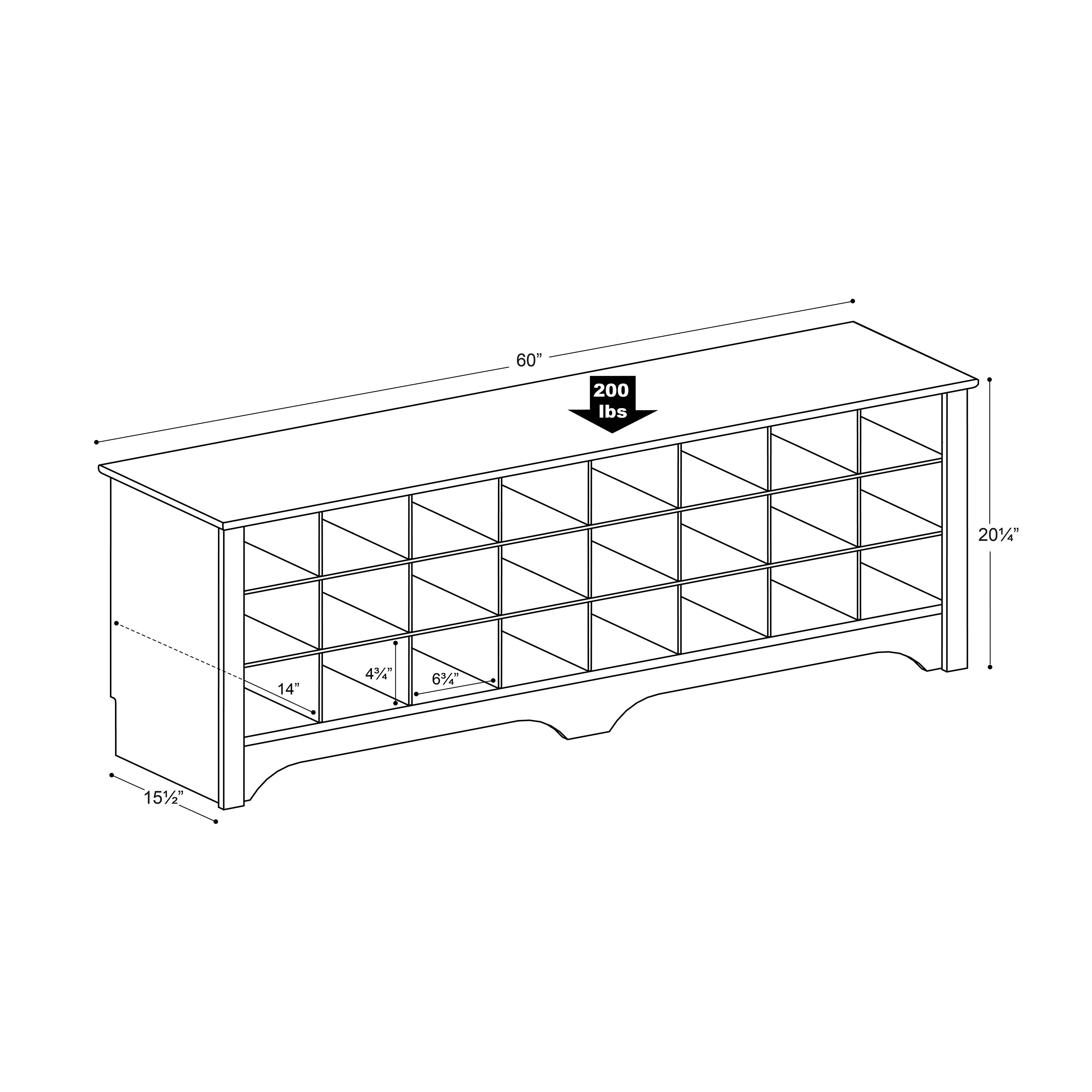 Prepac Entryway Shoe Storage Cubby Bench， Espresso 24 Pair