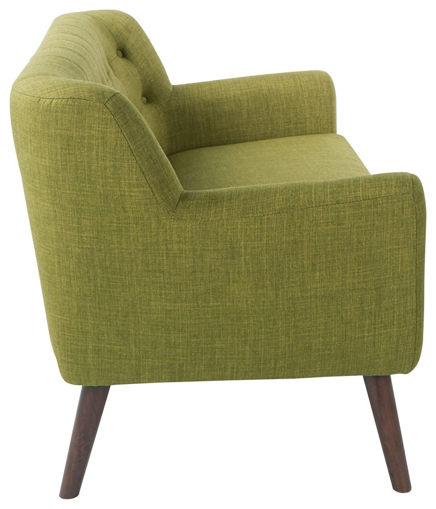 Mid Century Modern Loveseat  Angled Hardwood Legs  ampButton Tufted Back  Green   Midcentury   Loveseats   by Decor Love  Houzz