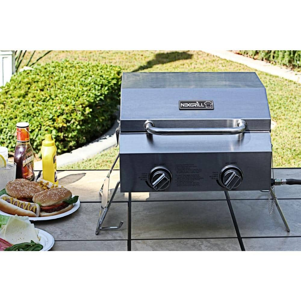 Nexgrill 2-Burner Portable Propane Gas Table Top Grill in Stainless Steel 820-0033